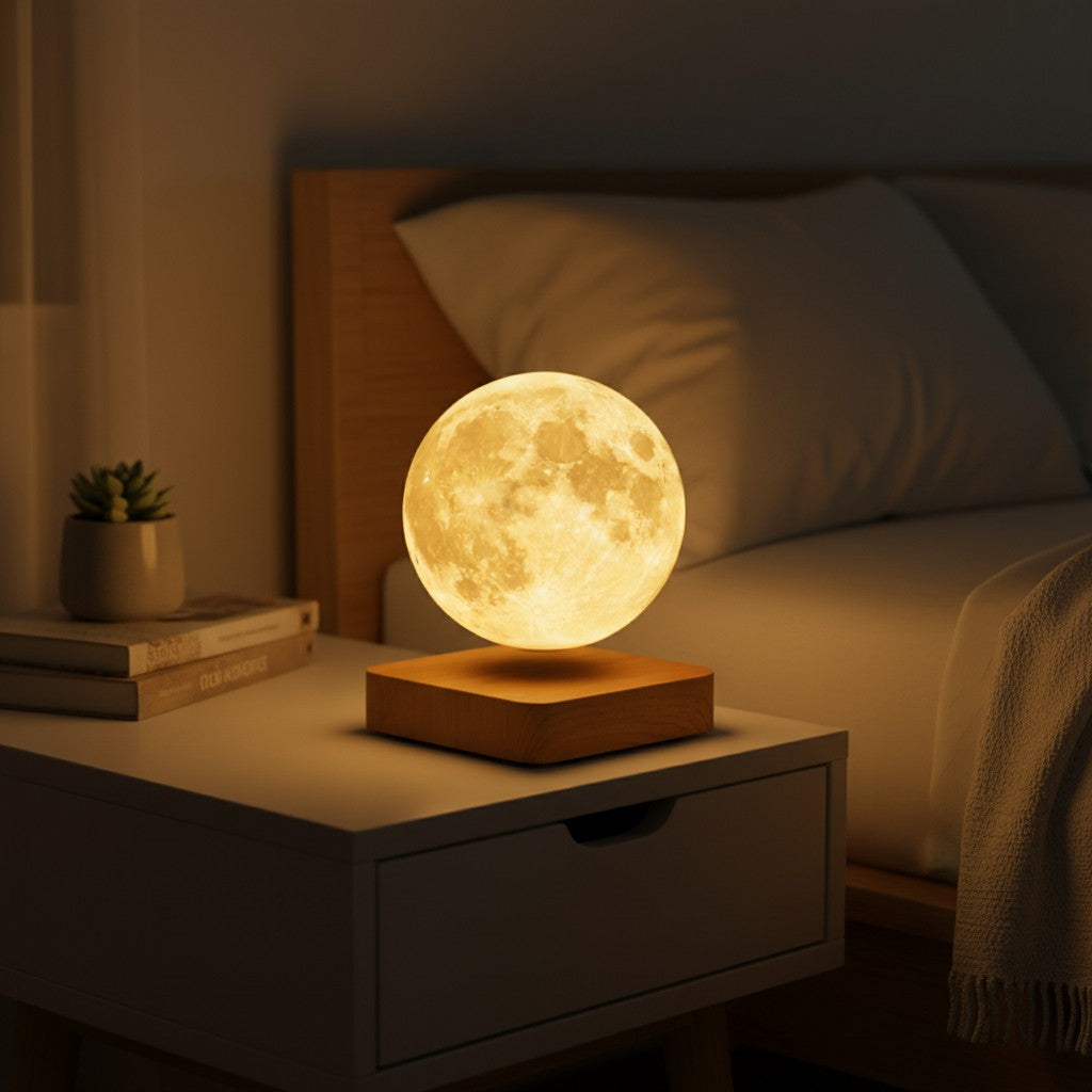 Floating magnetic levitation moon lamp - product photo 1