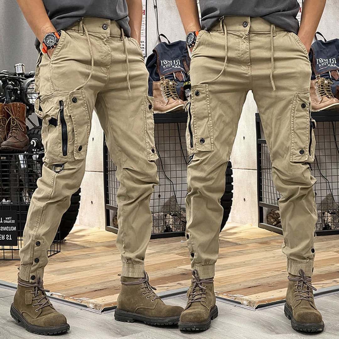 Man wearing the Silas men's pocket detail pants, front view