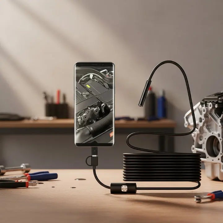 HD endoscope borescope camera with flexible cable - product photo 2