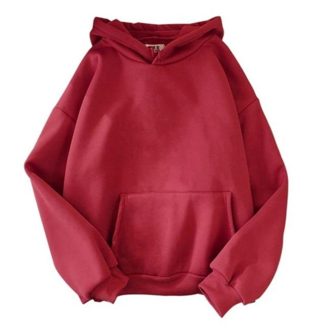 Woman wearing the Sonia women's casual hooded cotton sweater, 13 view