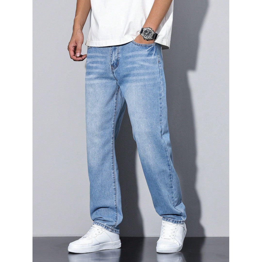 Man wearing the Soren men's solid-color denim jeans, 7 view