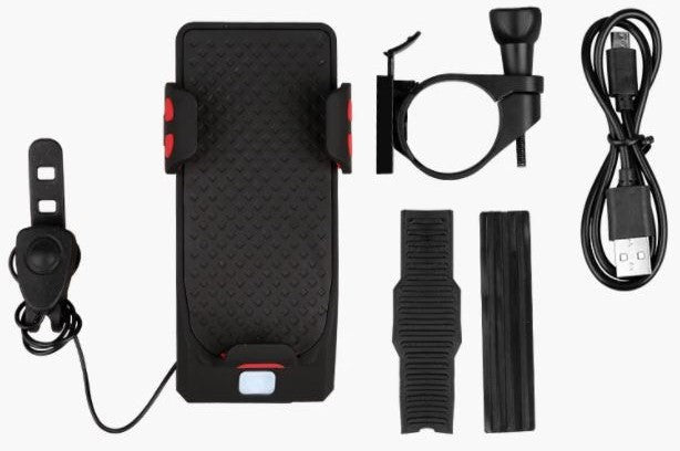 4-in-1 bike handlebar phone mount with light and horn - product photo 4