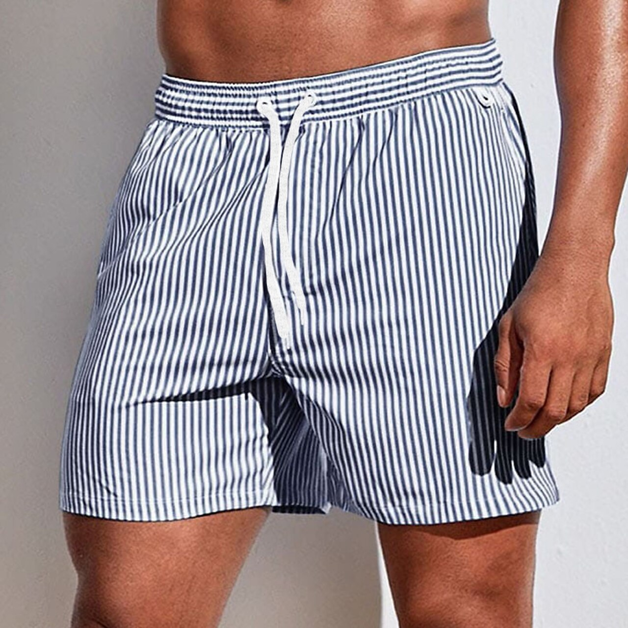 Arlo | Men's Vertical Stripe Swim Shorts With Drawstring