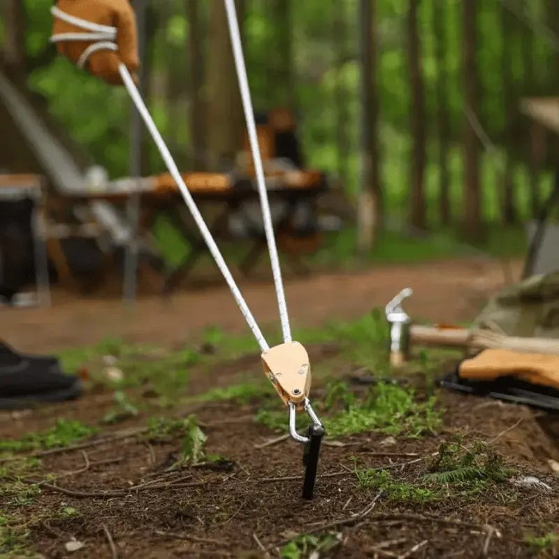 Reflective guy rope with pulley and steel carabiners - product photo 4