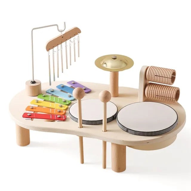 Wooden childrens percussion and xylophone station - product photo 1