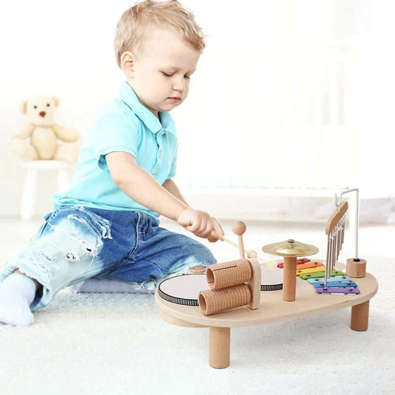Wooden childrens percussion and xylophone station - product photo 2