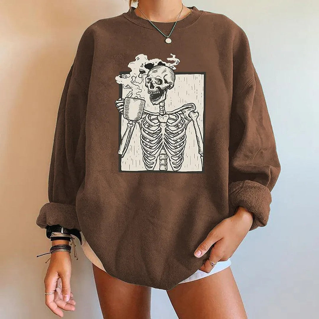 Woman wearing the Tessa women's sweater, detail view