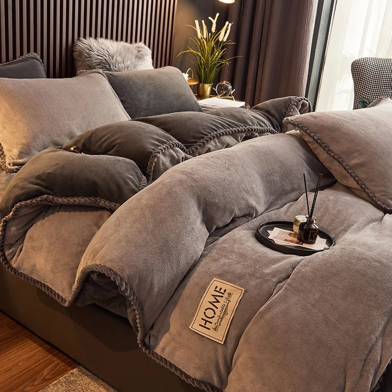 Thick velvet fleece duvet cover set - product photo 3