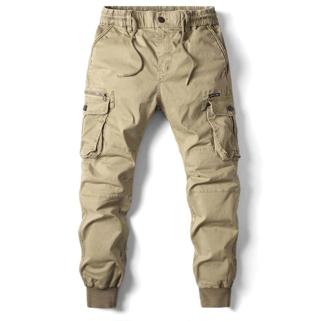 Man wearing the Thaddeus men's long-sleeve pants, front view