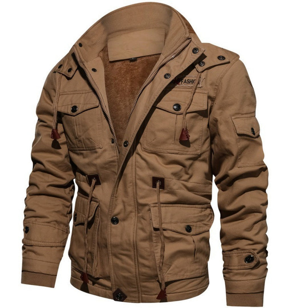 Man wearing the Theo men's polyester jacket, model view