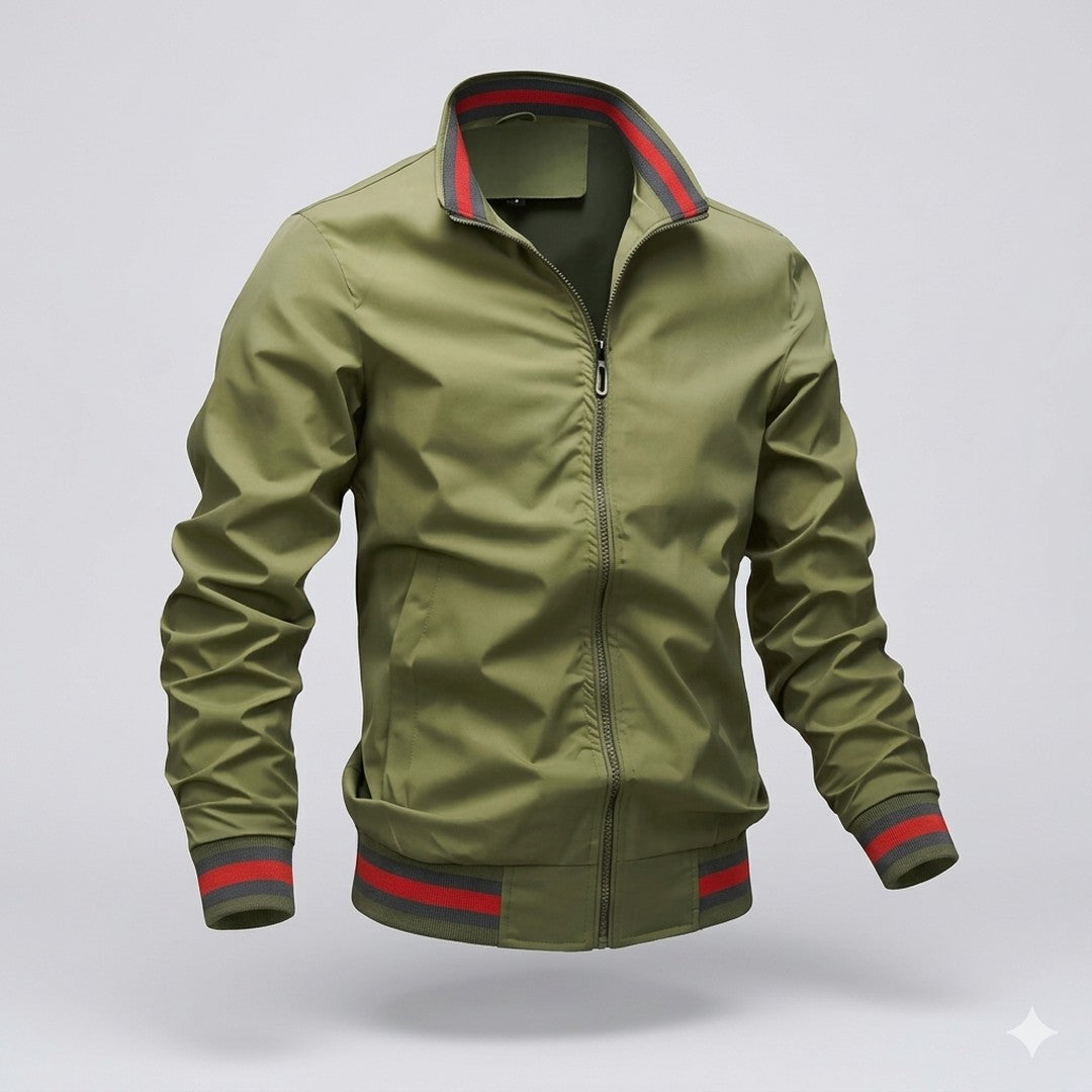 Man wearing the Theodore men's casual lightweight jacket, back view