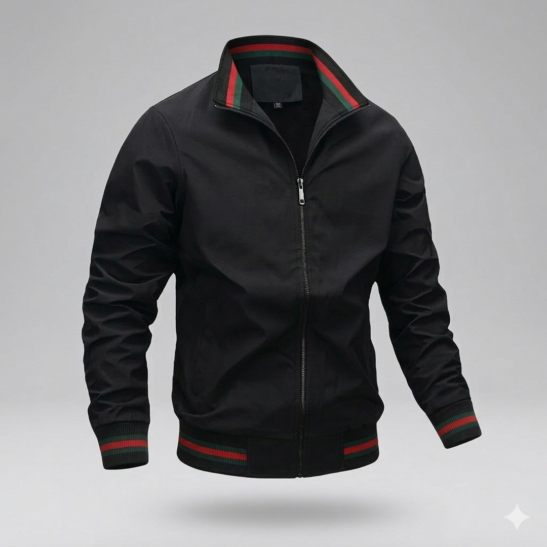 Man wearing the Theodore men's casual lightweight jacket, model view