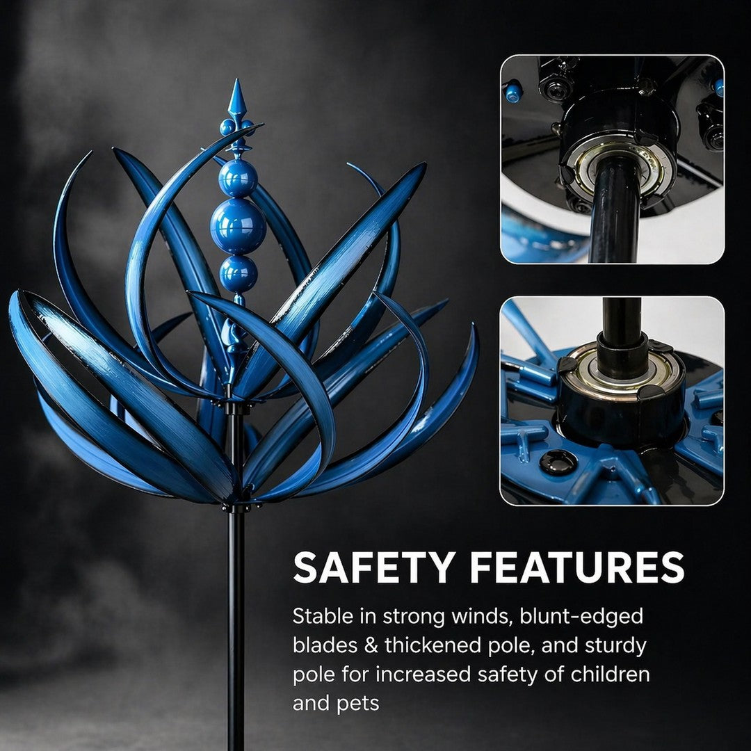 Rustproof metal lotus wind spinner - product photo 9