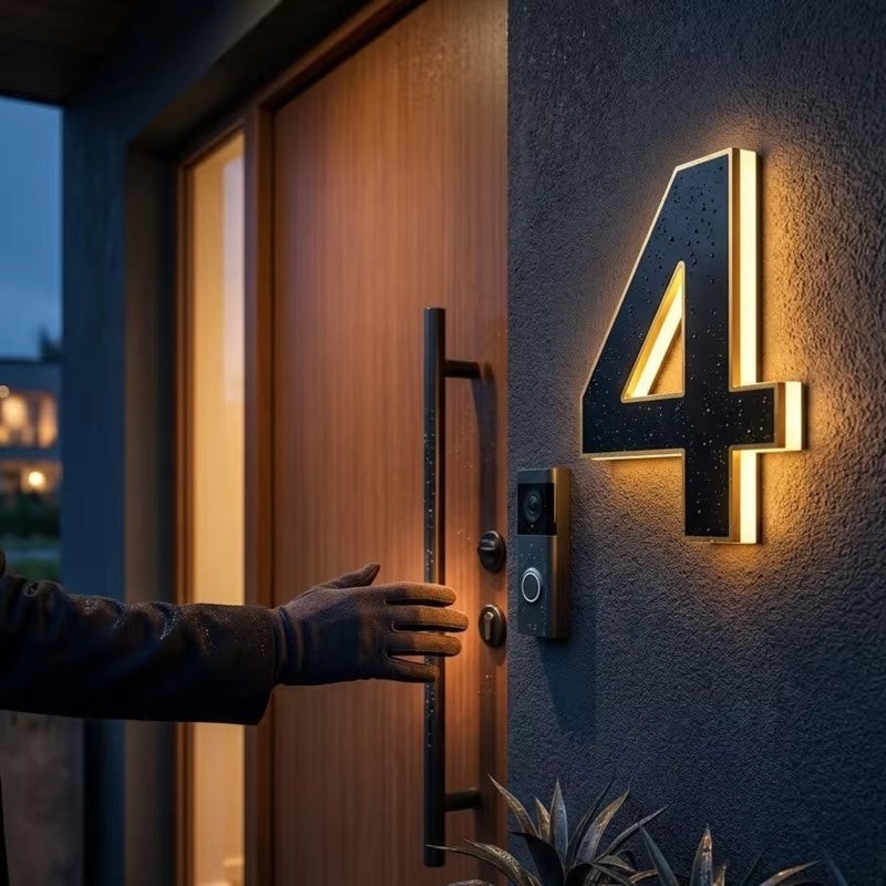 Solar backlit LED house number sign - product photo 2