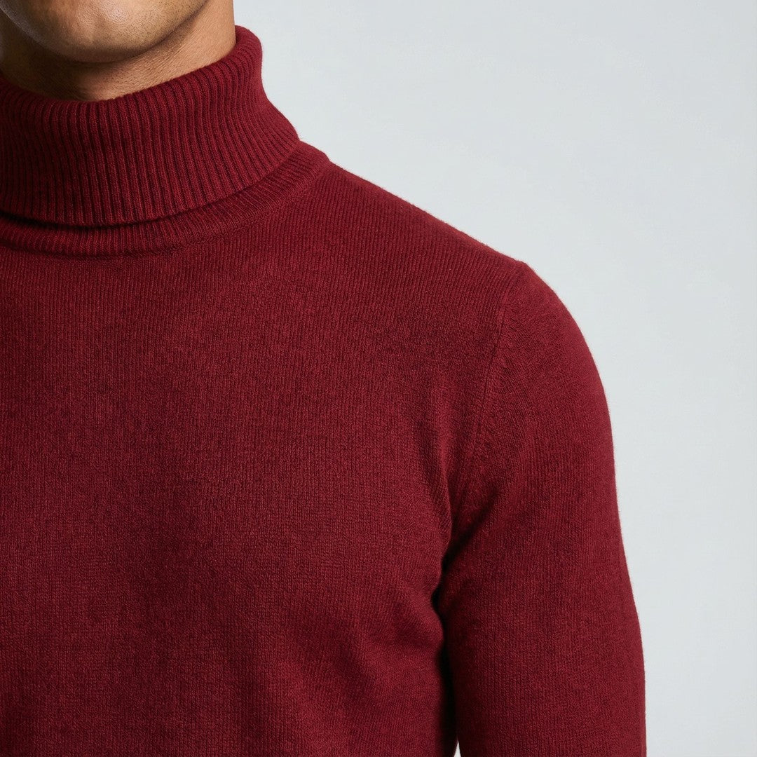 Man wearing the Tiberius men's turtleneck sweater, 8 view