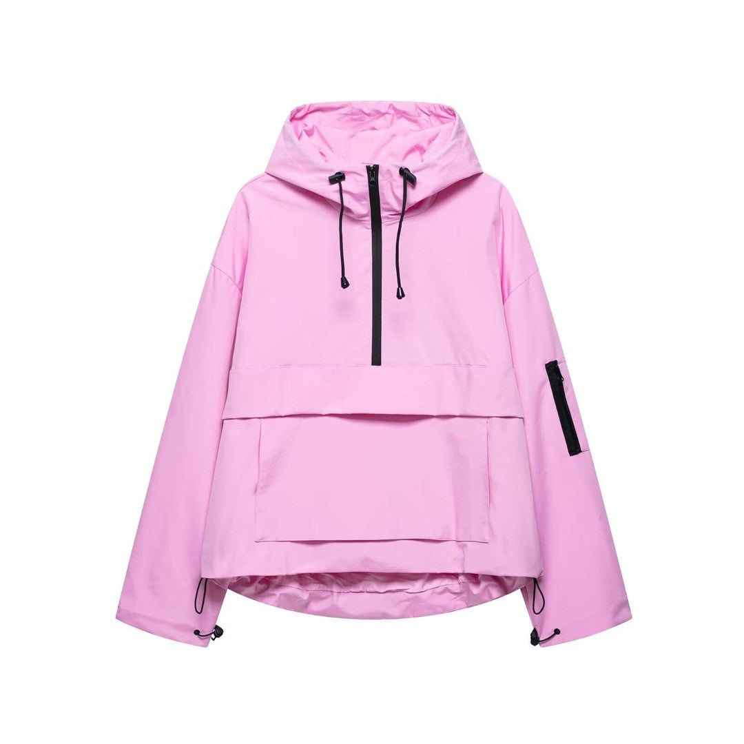Man wearing the Tobias men's hooded jacket, front view