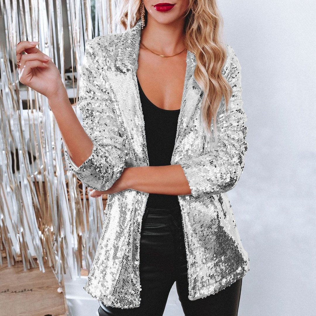 Woman wearing the Tovah women's casual blazer, model view