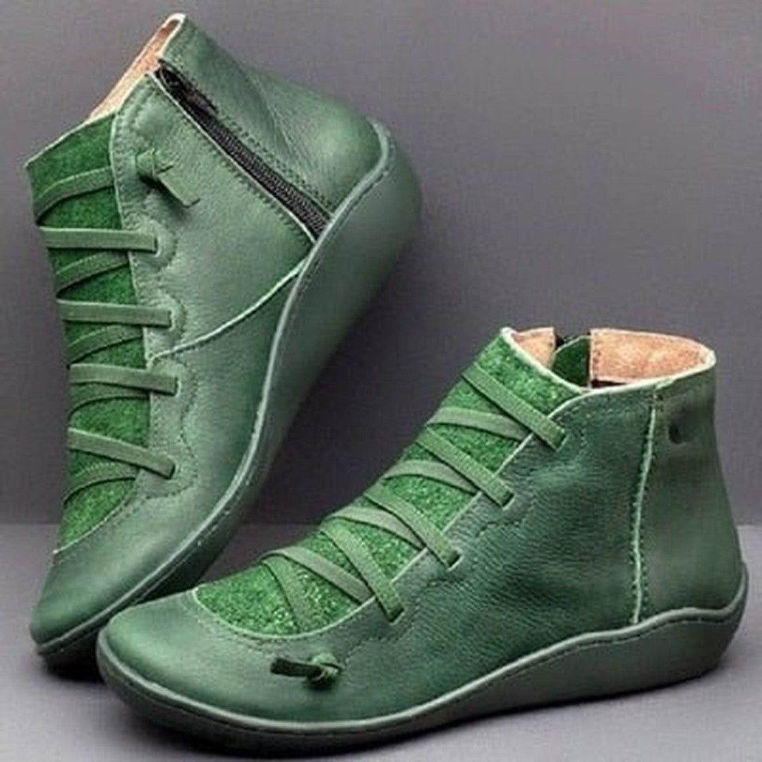 Woman wearing the Vada women's boots, back view