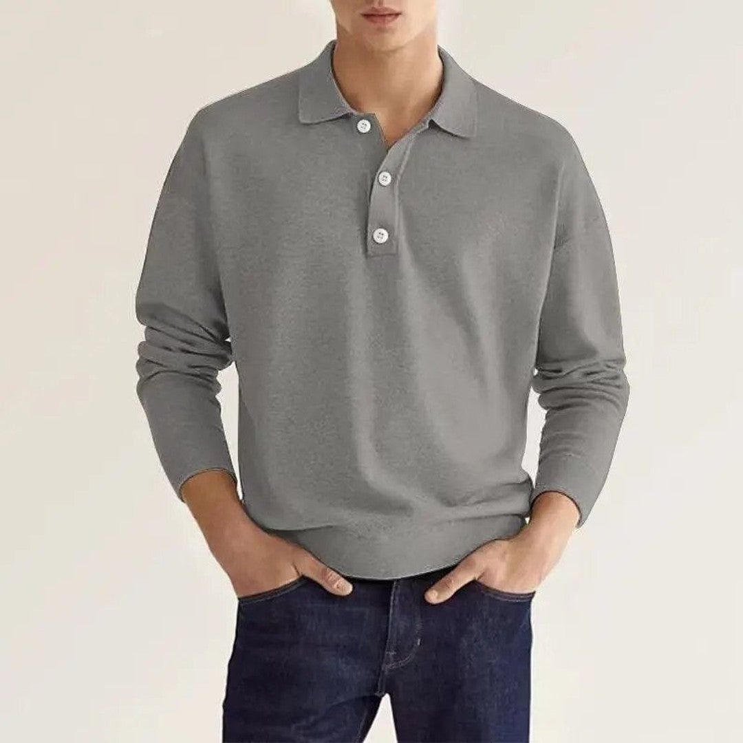 Man wearing the Valentin men's elegant polo shirt, front view