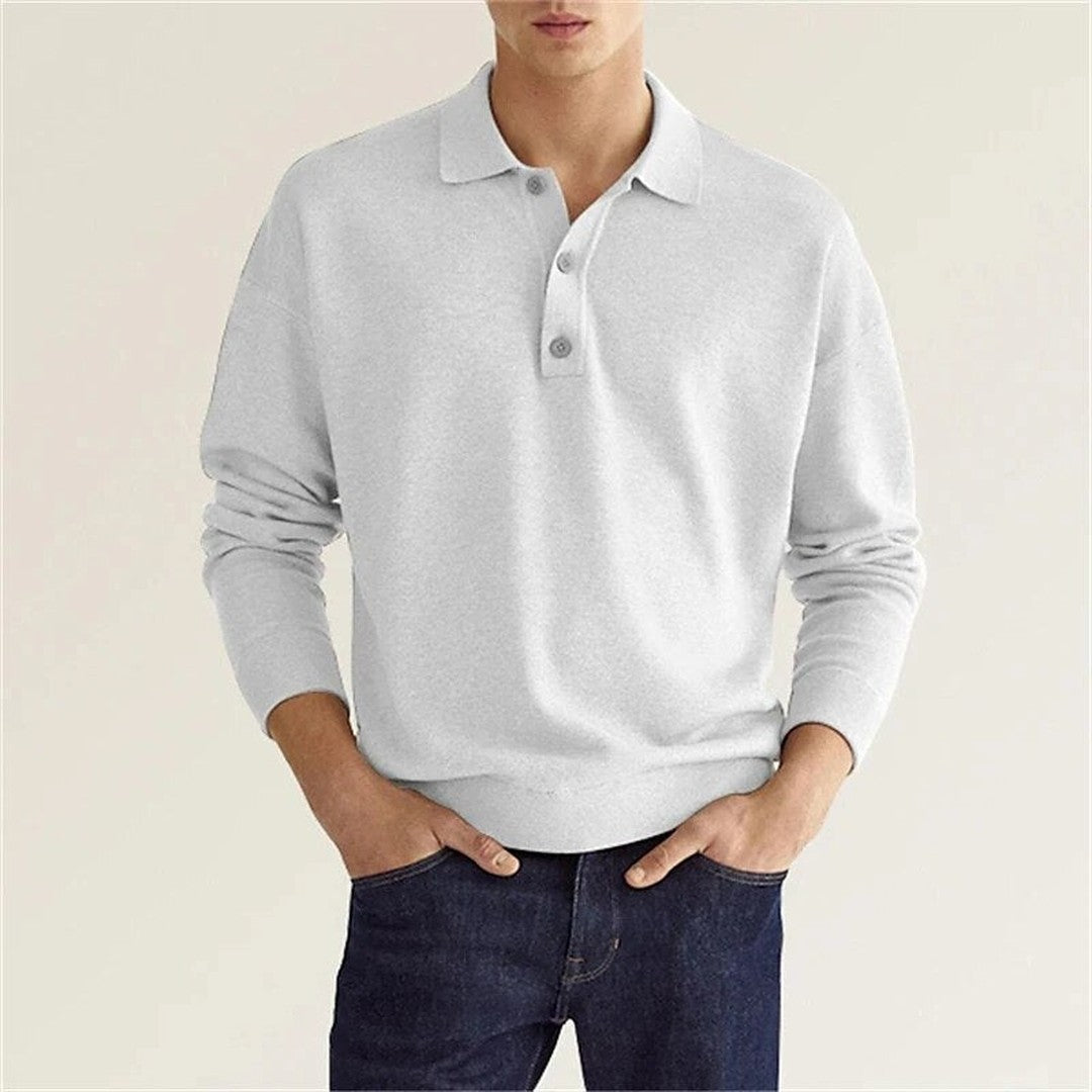 Man wearing the Valentin men's elegant polo shirt, model view