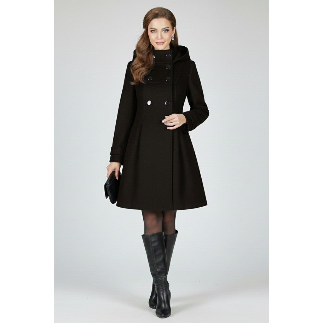 Woman wearing the Vance women's button-up coat, 7 view