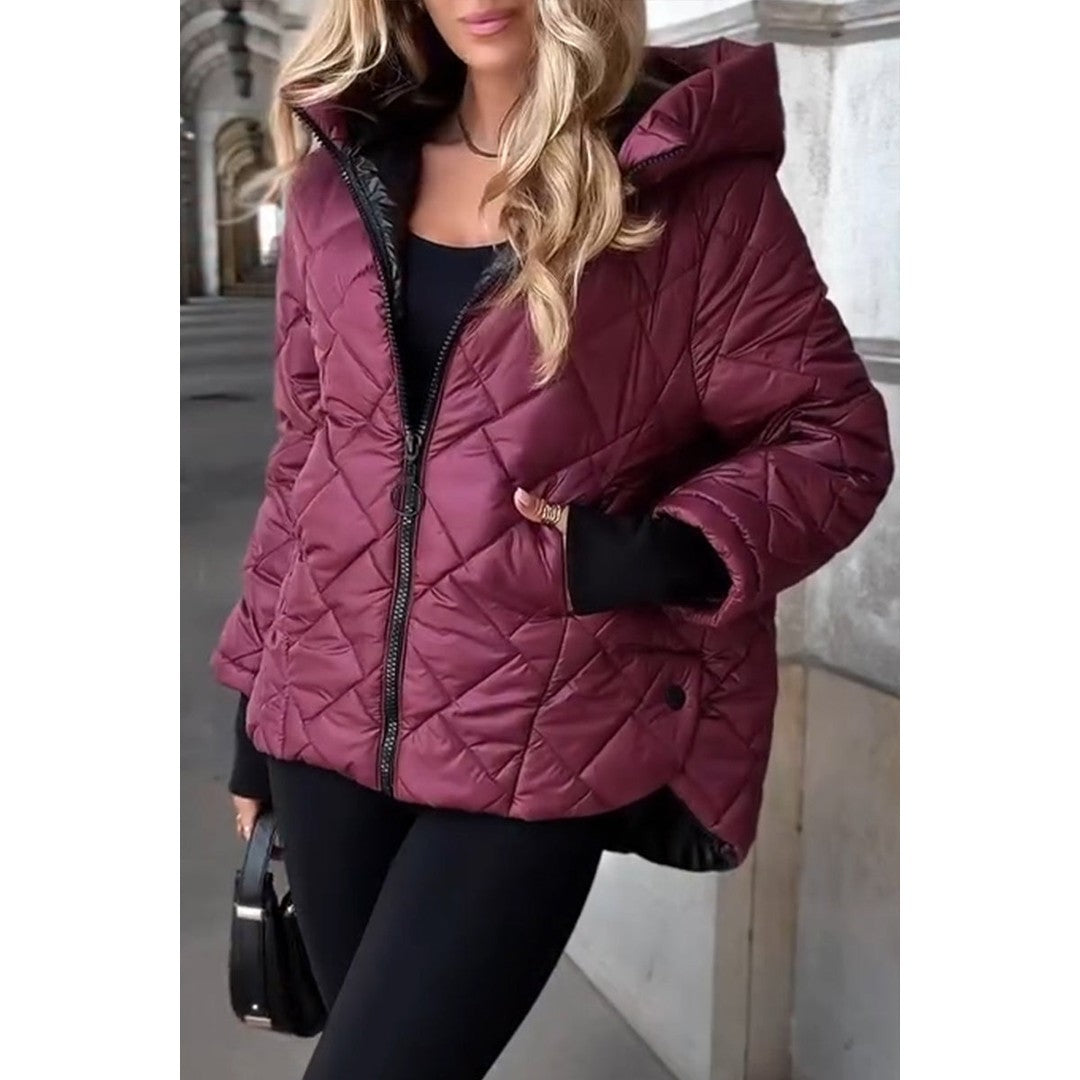 Woman wearing the Verena women's elegant hoodie, detail view