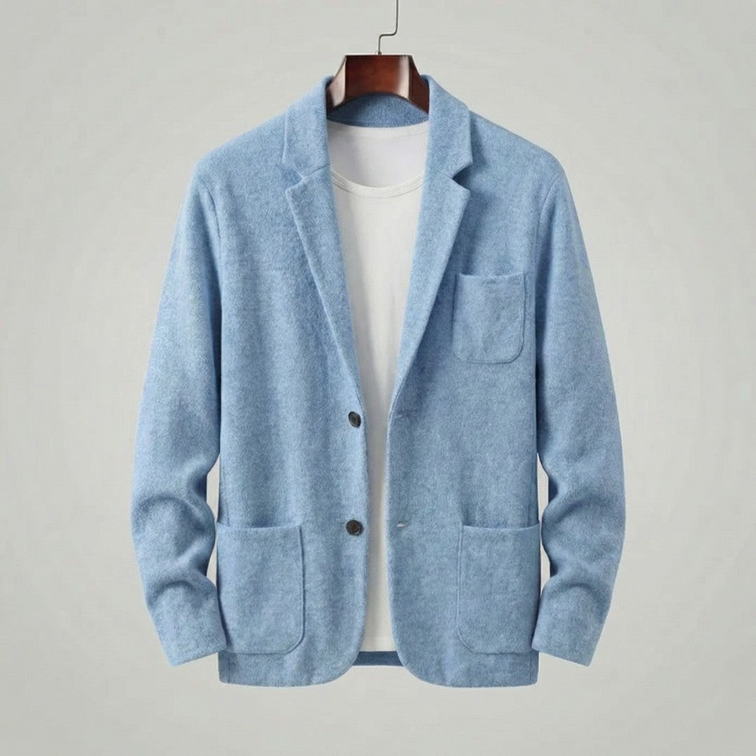 Man wearing the Viggo men's casual collared jacket, 15 view