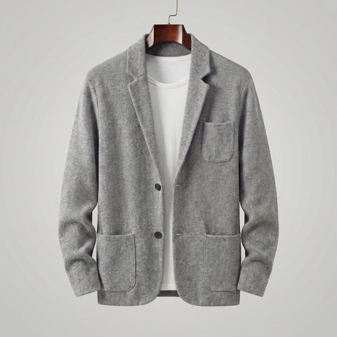 Man wearing the Viggo men's casual collared jacket, 7 view