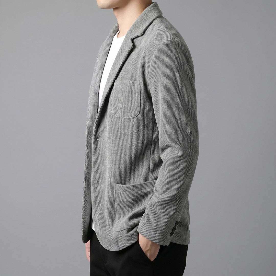 Man wearing the Viggo men's casual collared jacket, 9 view