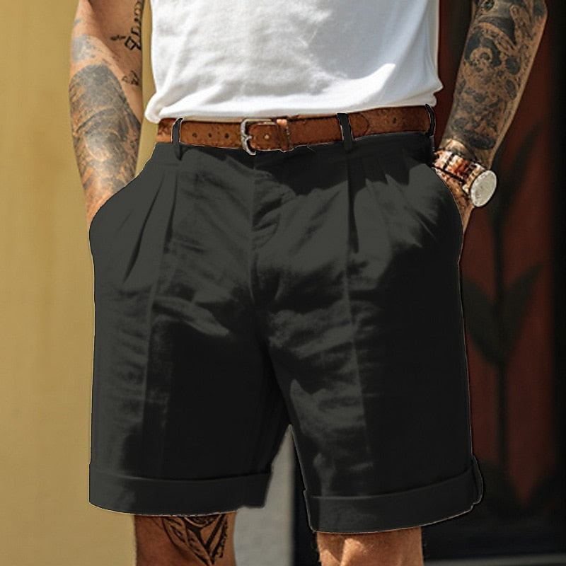 Theo | Men's Pleated Linen Blend Tailored Summer Shorts