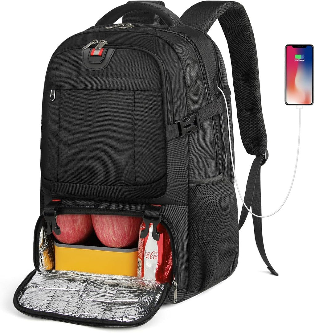 Large travel backpack with an insulated lunch compartment and USB port - product photo 7
