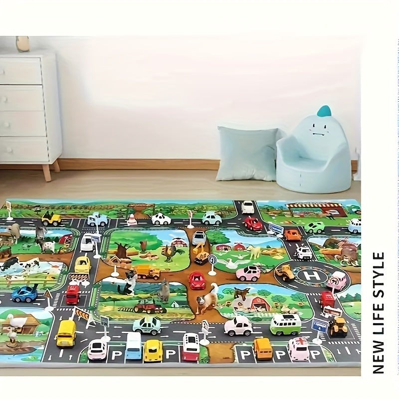 Farm and road play mat for toy cars - product photo 4