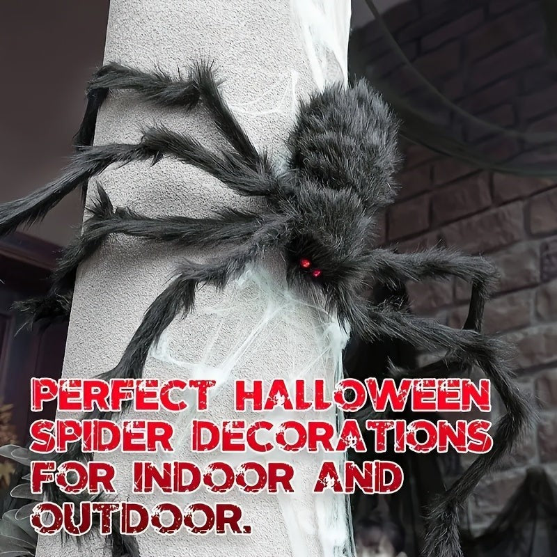 Giant plush spiders with stretch web - product photo 2