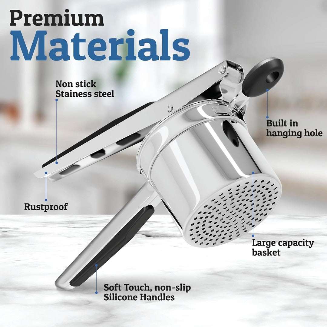 Heavy stainless steel potato ricer with discs - product photo 11