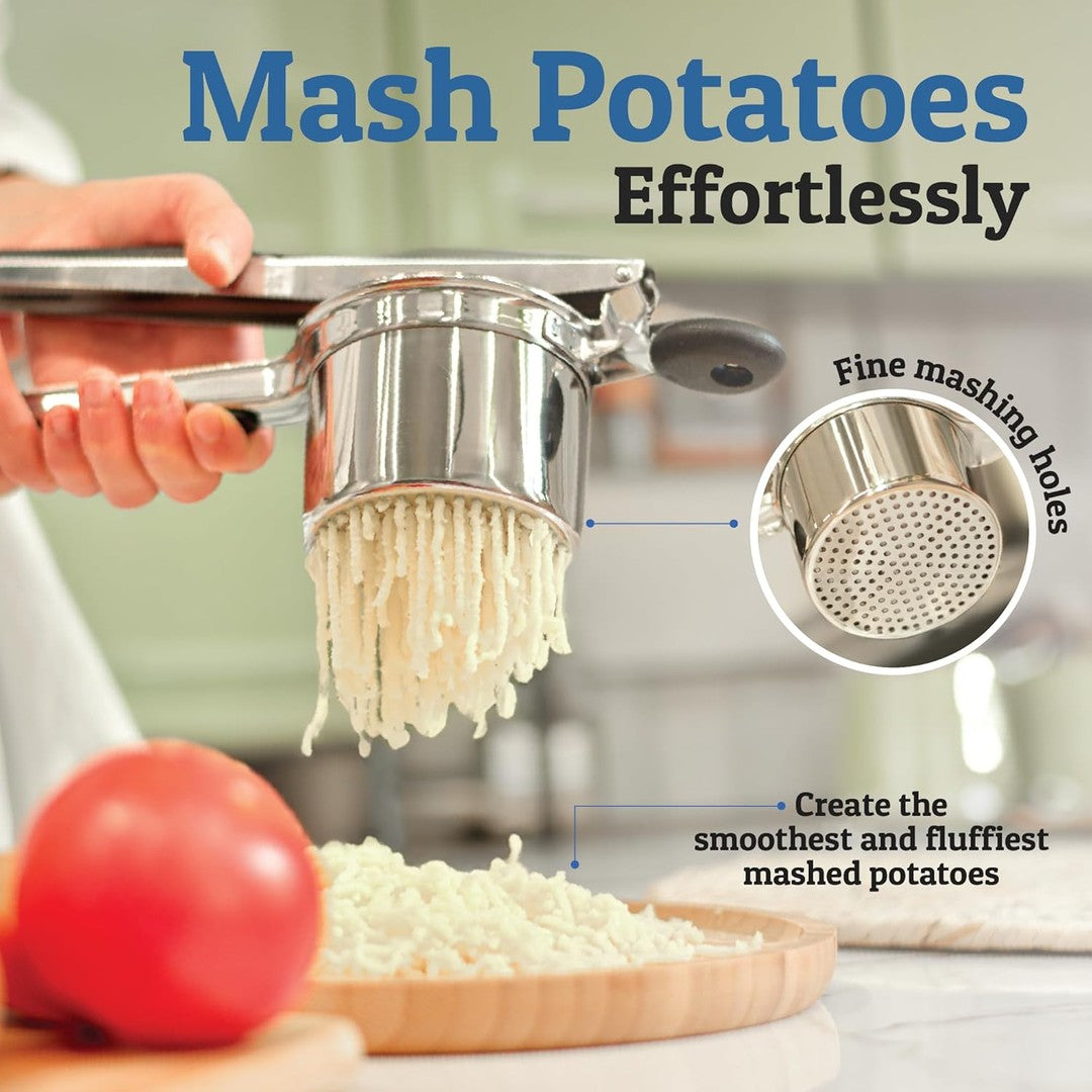 Heavy stainless steel potato ricer with discs - product photo 12