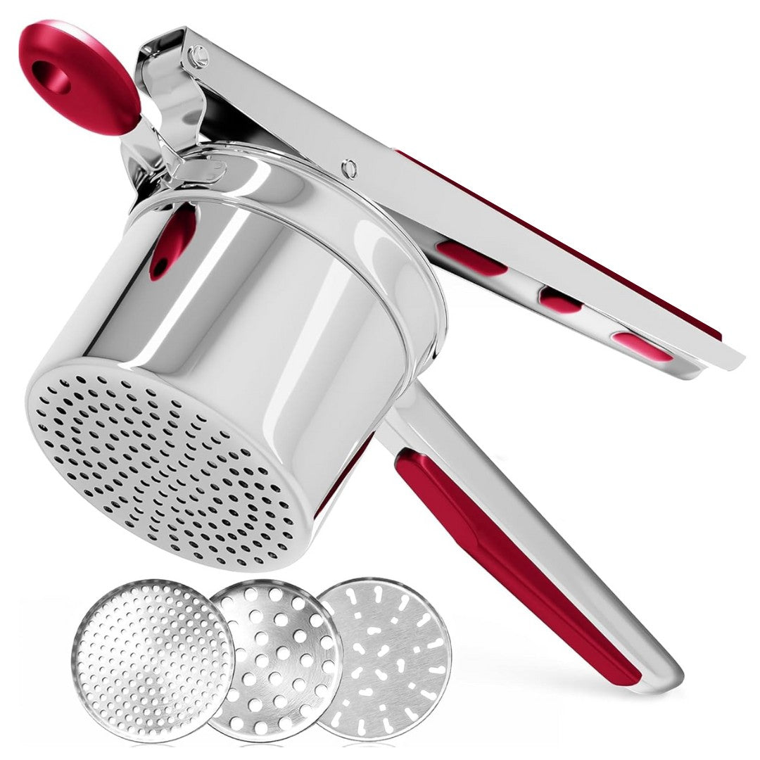 Heavy stainless steel potato ricer with discs - product photo 2