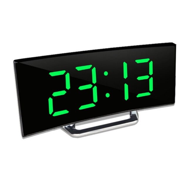 Curved LED mirror digital alarm clock - product photo 7