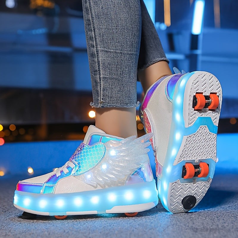 Light-up roller sneaker with heel wheel and wings - product photo 1