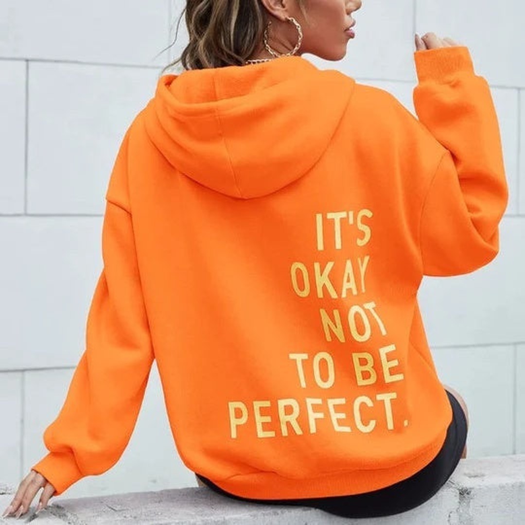 Woman wearing the Winona women's long-sleeve hoodie, detail view