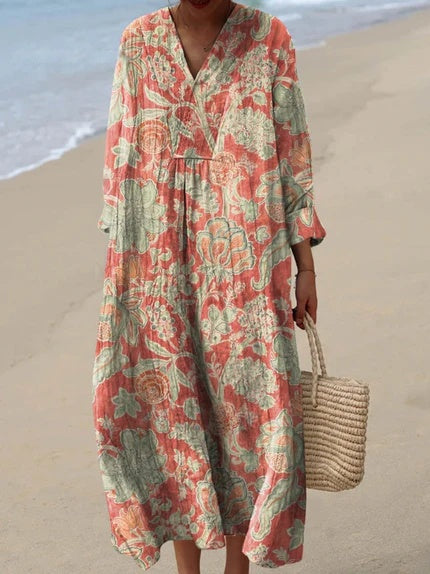 Calista | Women's Floral Midi Dress With Pockets