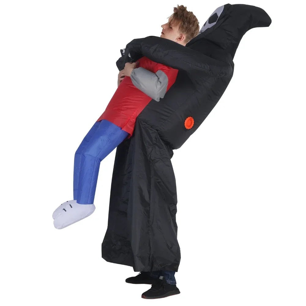 Inflatable ghost costume with black robe and mask - product photo 3