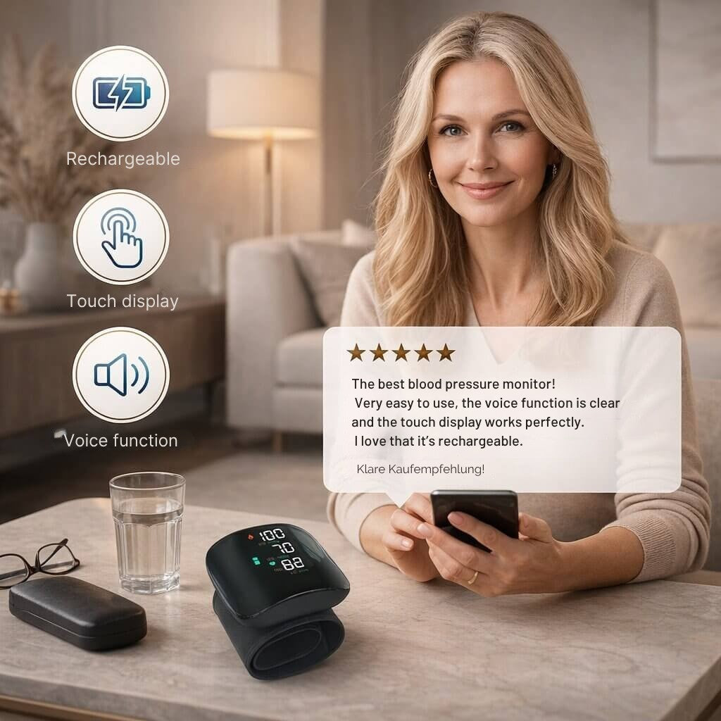 Rechargeable wrist cuff monitor with touch display - product photo 4
