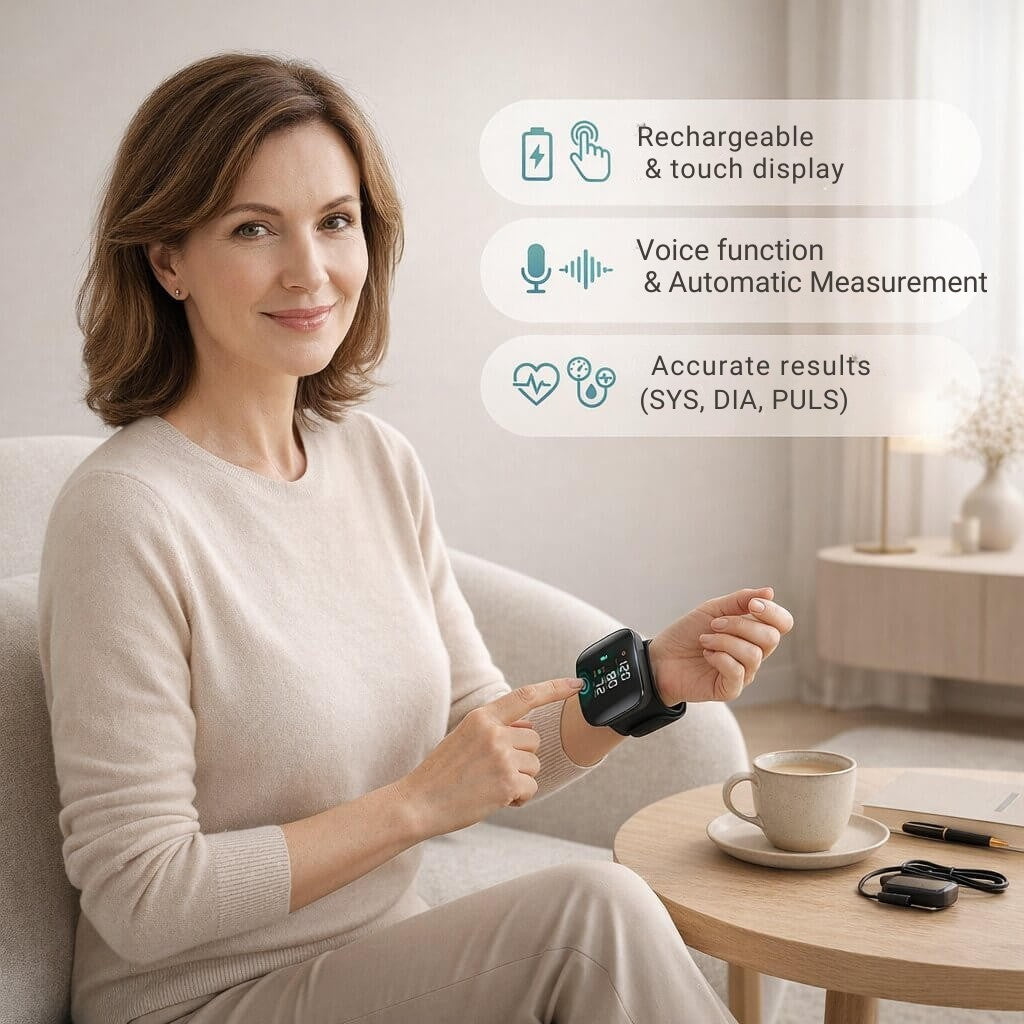 Rechargeable wrist cuff monitor with touch display - product photo 6