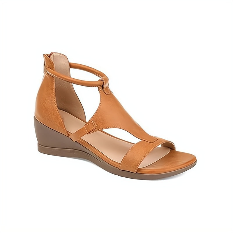 Elara | Women's T-Strap Platform Wedge Sandals