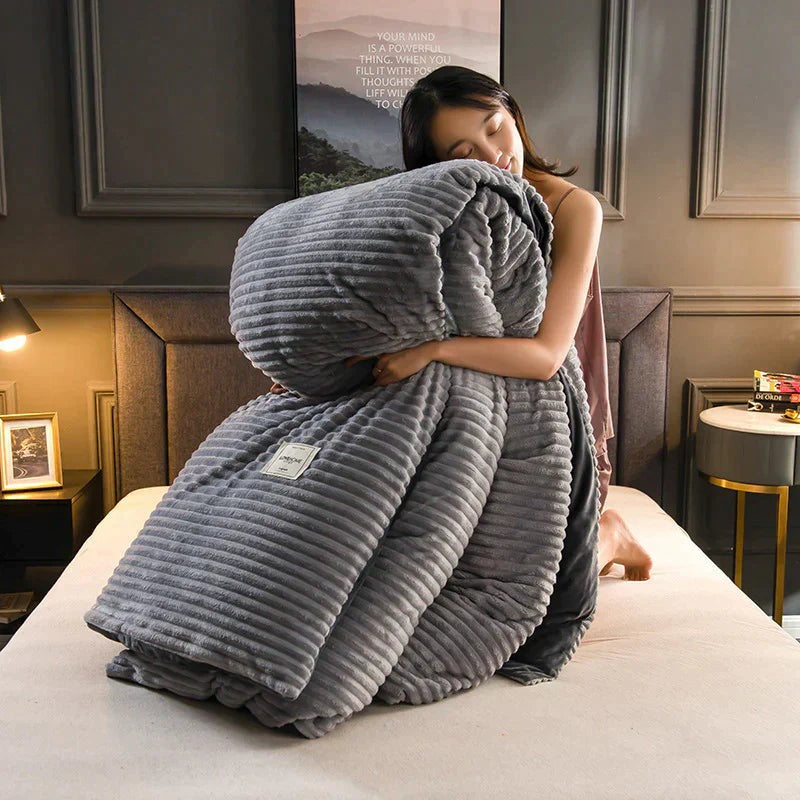 Velvety fleece duvet cover set with pillowcases - product photo 1