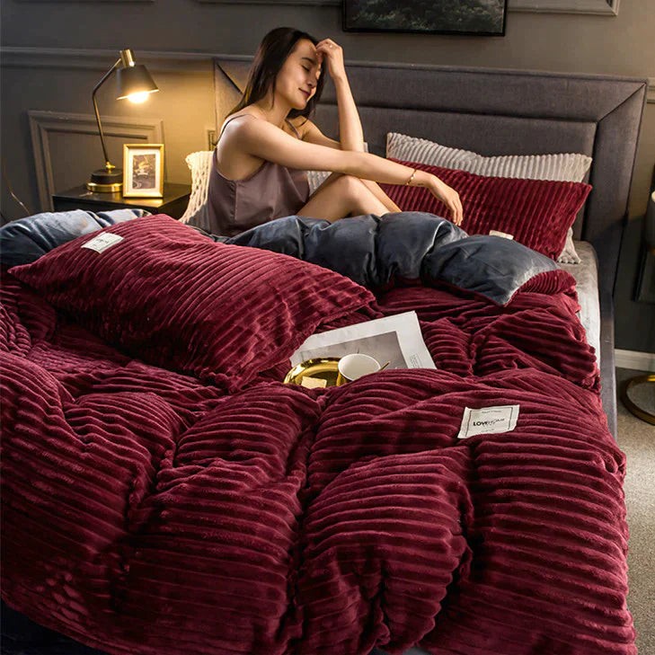 Velvety fleece duvet cover set with pillowcases - product photo 10