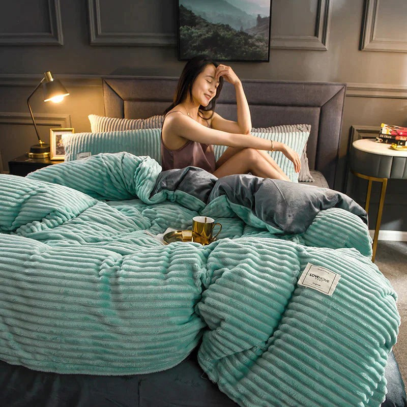 Velvety fleece duvet cover set with pillowcases - product photo 11