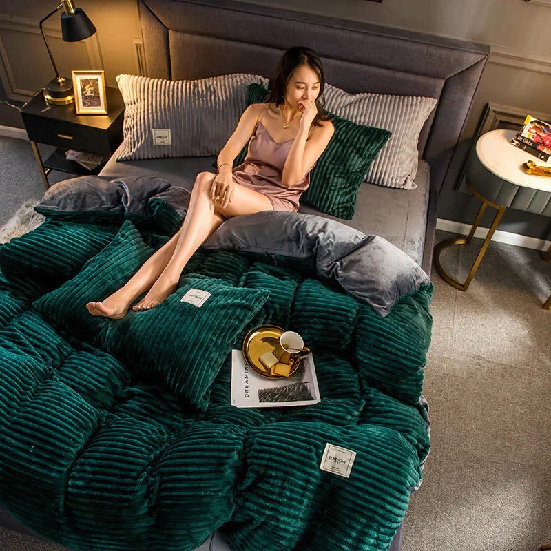 Velvety fleece duvet cover set with pillowcases - product photo 6