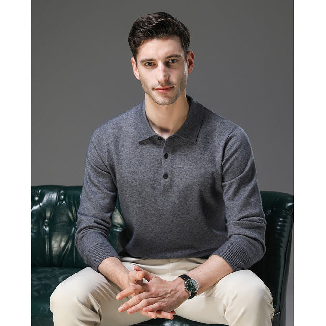 Man wearing the Yannick men's cashmere zip-up sweater, 14 view