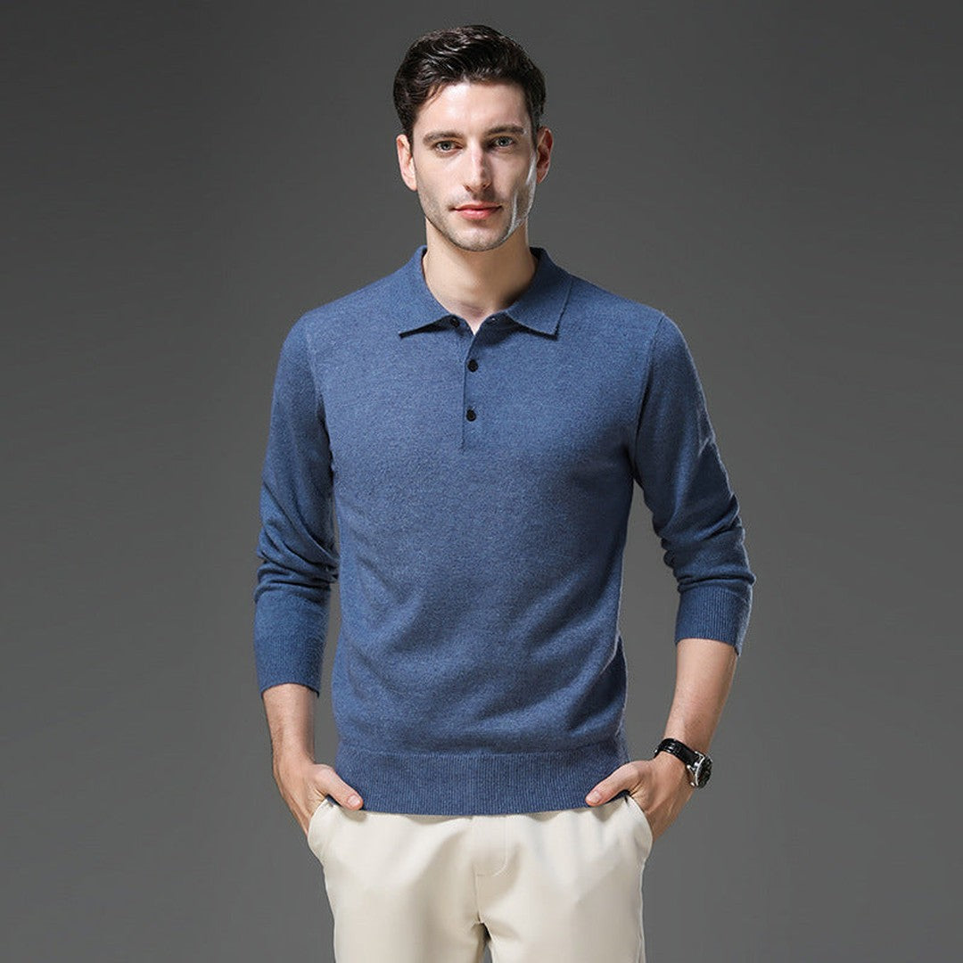 Man wearing the Yannick men's cashmere zip-up sweater, 9 view